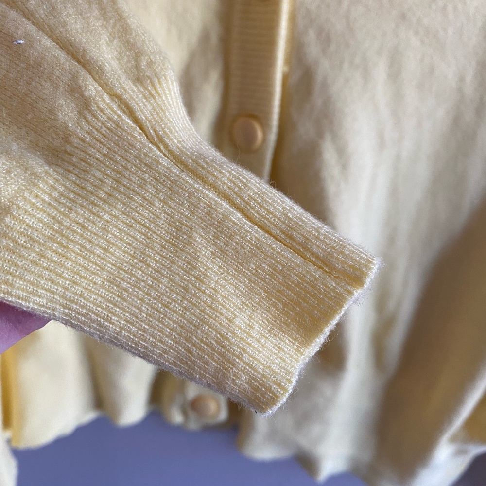 Belle Pogue Retro Cropped Cardigan Woman’s XL Yellow Retro Preppy Sweater - Picture 6 of 7